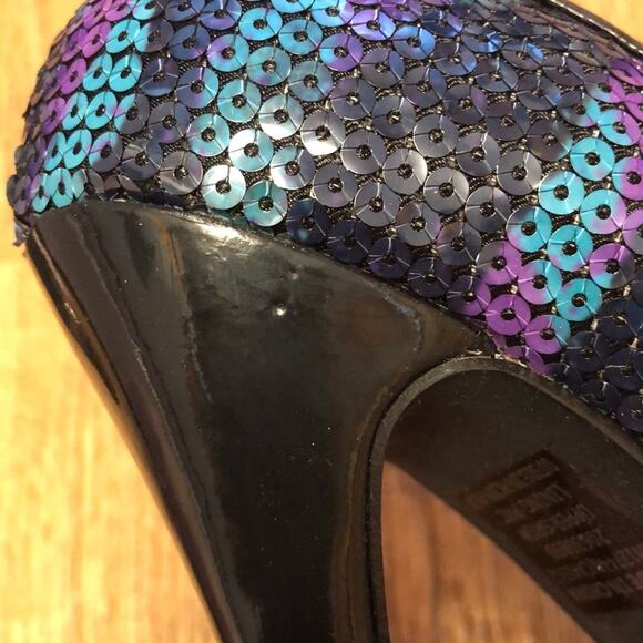 Iron Fist Ladies Debracorn Platform Heels in Purple Sequins Size 5 - Picture 15 of 16